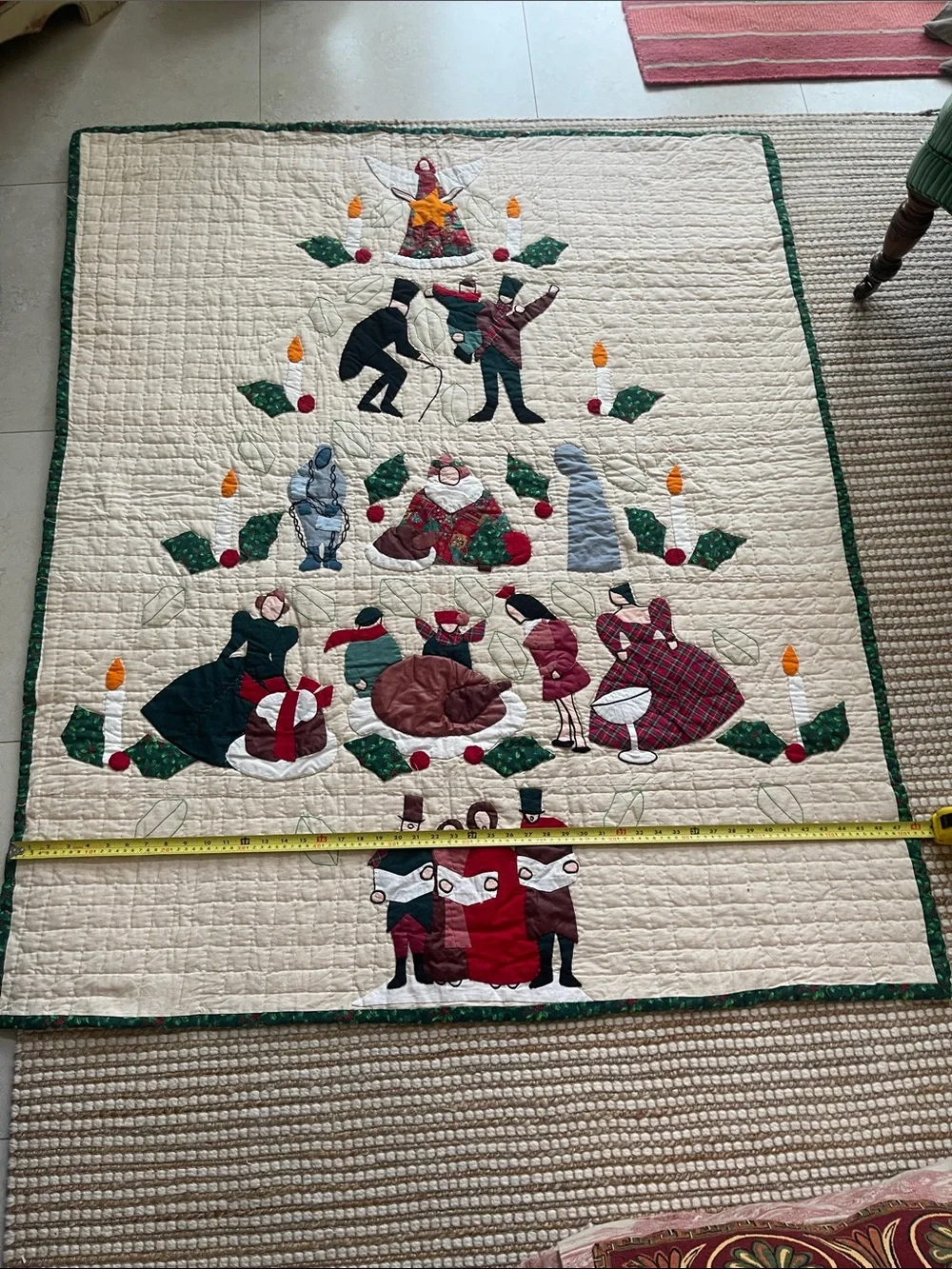 Hand Quilted Christmas Quilt 48x59
